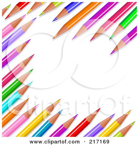 Royalty-Free (RF) Clipart Illustration of a Background Of Colored Pencils In Random Display by Pushkin