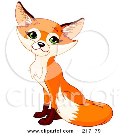 Royalty-Free (RF) Clipart Illustration of a Cute Handsome Fox Sitting by Pushkin