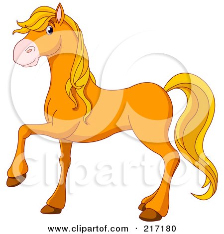 Royalty-Free (RF) Clipart Illustration of a Cute Handsome Orange Horse by Pushkin