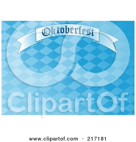 Royalty-Free (RF) Clipart Illustration of a Blue Diamond Oktoberfest Background With A Banner by Pushkin