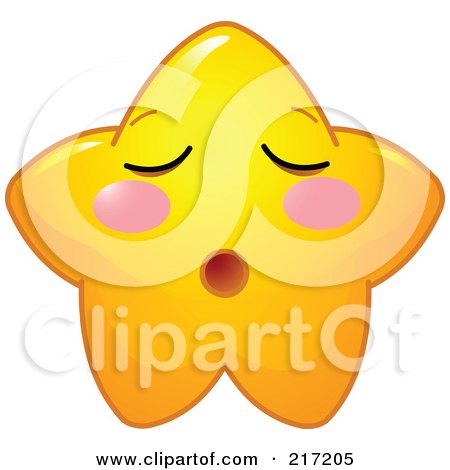 Royalty-Free (RF) Clipart Illustration of a Cute Yellow Star Character Sleeping by Pushkin