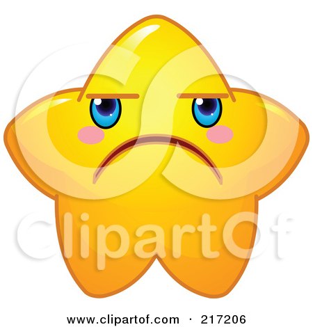 Royalty-Free (RF) Clipart Illustration of a Cute Yellow Star Character Frowning by Pushkin