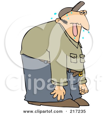 Royalty-Free (RF) Clipart Illustration of a Sweaty Man Hanging His Tongue Out by djart