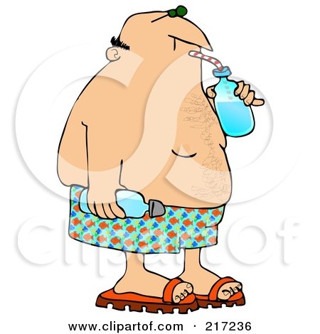 Royalty-Free (RF) Clipart Illustration of a Summer Man Gulping Water From A Bottle by djart