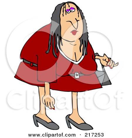 Royalty-Free (RF) Clipart Illustration of a Scraggly Woman In A Red Dress by djart