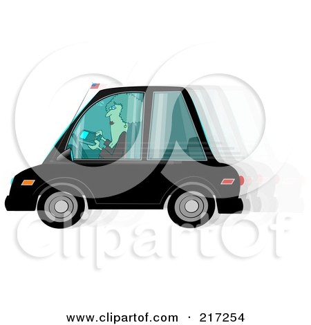 Royalty-Free (RF) Clipart Illustration of a Woman Text Messaging While Driving Her Car, by djart