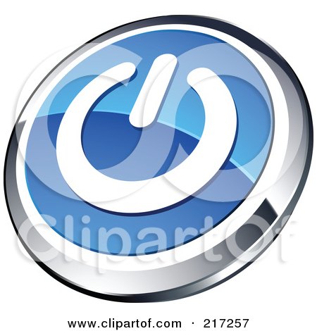 Royalty-Free (RF) Clipart Illustration of a Shiny Blue White And Chrome Power App Icon Button by beboy