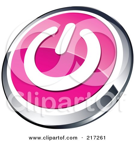 Royalty-Free (RF) Clipart Illustration of a Shiny Pink White And Chrome Power App Icon Button by beboy