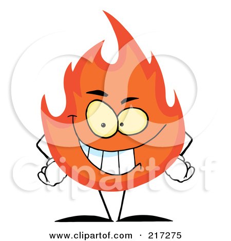 Royalty-Free (RF) Clipart Illustration of an Evil Grinning Flame Character by Hit Toon