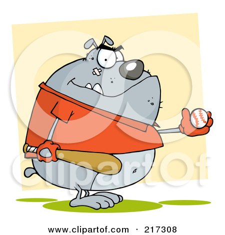 Royalty-Free (RF) Clipart Illustration of a Fat Bulldog Playing Baseball by Hit Toon
