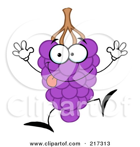 Royalty-Free (RF) Clipart Illustration of a Happy Purple Grape Character by Hit Toon