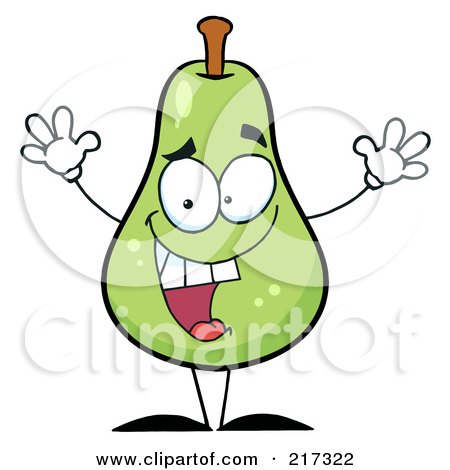 Royalty-Free (RF) Clipart Illustration of a Happy Green Pear Character by Hit Toon