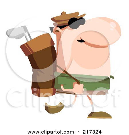 Royalty-Free (RF) Clipart Illustration of a Male Golfer Carrying A Bag On His Back by Hit Toon