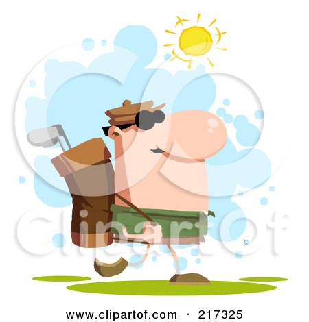 Royalty-Free (RF) Clipart Illustration of a Walking Golfer Carrying A Bag On His Back by Hit Toon