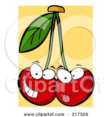 Royalty-Free (RF) Clipart Illustration of Two Cherry Characters by Hit Toon