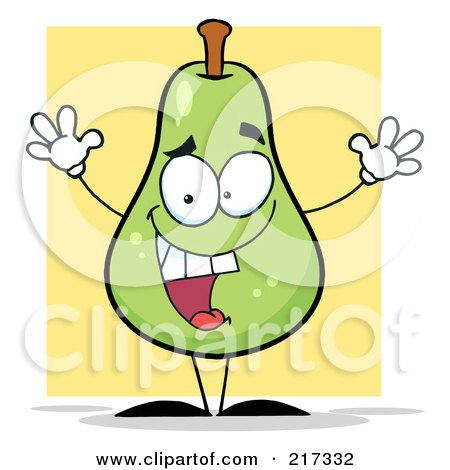 Royalty-Free (RF) Clipart Illustration of a Happy Green Pear by Hit Toon