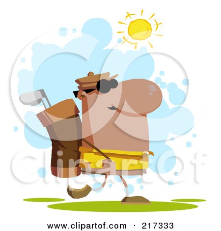 Royalty-Free (RF) Clipart Illustration of a Hispanic Golfer Carrying A Bag by Hit Toon