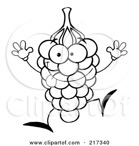Royalty-Free (RF) Clipart Illustration of a Happy Outlined Grape Character by Hit Toon