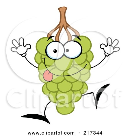 Royalty-Free (RF) Clipart Illustration of a Happy Green Grape Character by Hit Toon