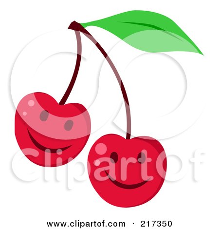 Royalty-Free (RF) Clipart Illustration of Two Happy Cherry Faces by Hit Toon