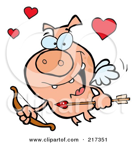 Royalty-Free (RF) Clipart Illustration of a Cupid Piggy by Hit Toon