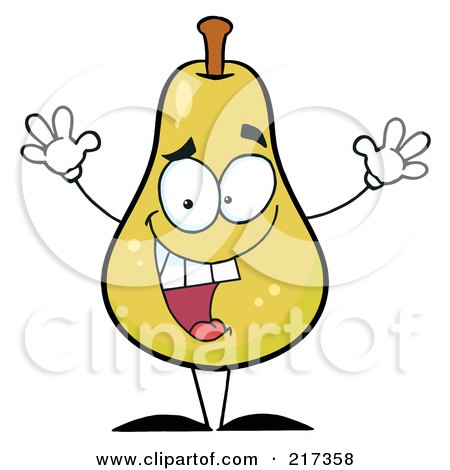 Royalty-Free (RF) Clipart Illustration of a Happy Yellow Pear Character by Hit Toon