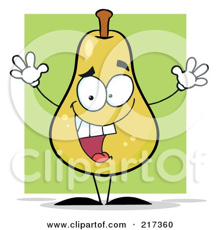 Royalty-Free (RF) Clipart Illustration of a Happy Yellow Pear by Hit Toon