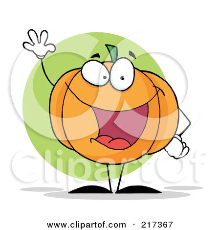 Royalty-Free (RF) Clipart Illustration of a Halloween Pumpkin Character Waving by Hit Toon