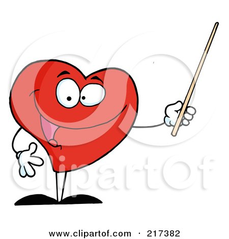 Royalty-Free (RF) Clipart Illustration of a Red Heart Using A Pointer Stick by Hit Toon