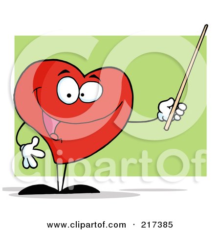 Royalty-Free (RF) Clipart Illustration of a Red Heart Holding A Pointer Stick by Hit Toon