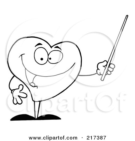 Royalty-Free (RF) Clipart Illustration of an Outlined Heart Using A Pointer Stick by Hit Toon