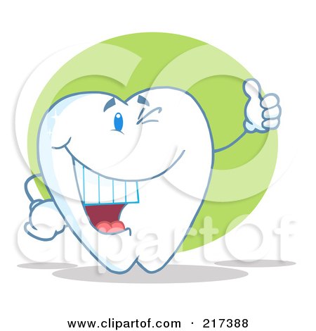 Royalty-Free (RF) Clipart Illustration of a Tooth Character Winking And Holding A Thumb Up by Hit Toon