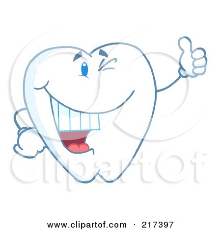 Royalty-Free (RF) Clipart Illustration of a Dental Tooth Character Winking And Holding A Thumb Up by Hit Toon