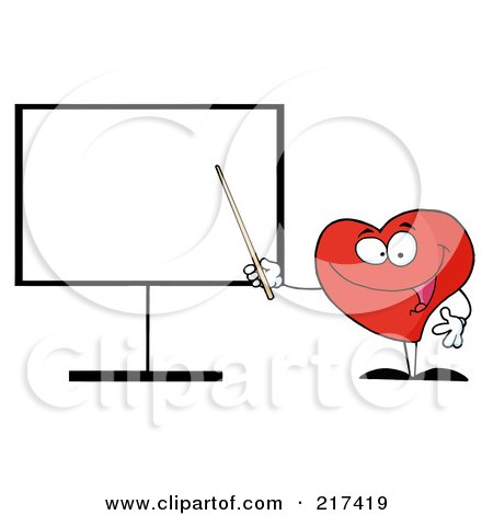 Royalty-Free (RF) Clipart Illustration of a Heart Character Holding A Pointer Stick To A Board by Hit Toon