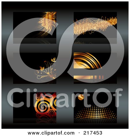 Royalty-Free (RF) Clipart Illustration of a Digital Collage Of Gold And Black Business Card Designs by MilsiArt