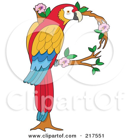 Royalty-Free (RF) Clipart Illustration of a Perched Parrot In In The Shape Of A P by Maria Bell