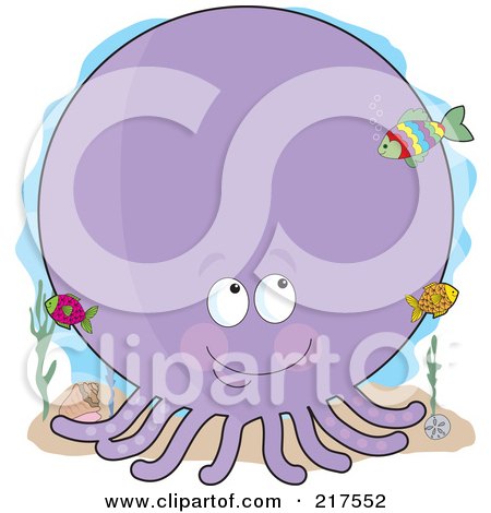 Royalty-Free (RF) Clipart Illustration of a Big Purple Octopus In The Shape Of An O by Maria Bell