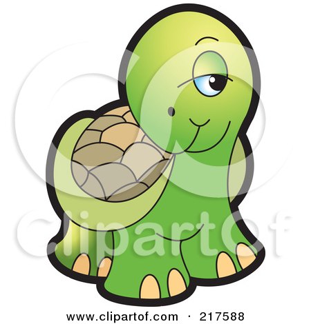 Royalty-Free (RF) Clipart Illustration of a Cute Tortoise Looking Shy by Lal Perera