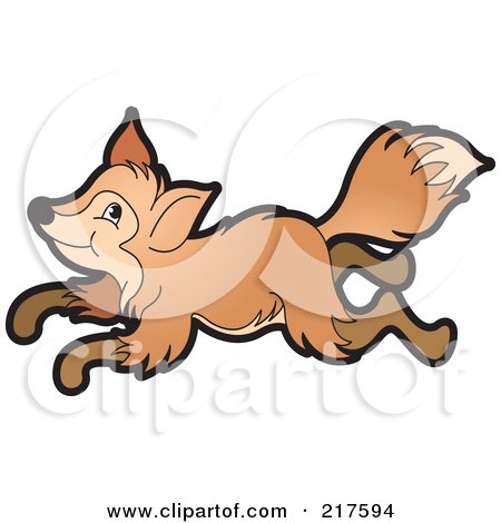 Royalty-Free (RF) Clipart Illustration of a Young Brown Fox Running by Lal Perera