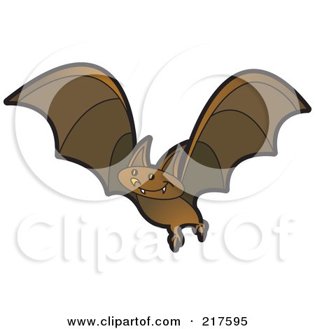 Royalty-Free (RF) Clipart Illustration of a Brown Vampire Bat In Flight by Lal Perera