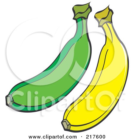 Royalty-Free (RF) Clipart Illustration of a Digital Collage Of Green And Yellow Bananas by Lal Perera