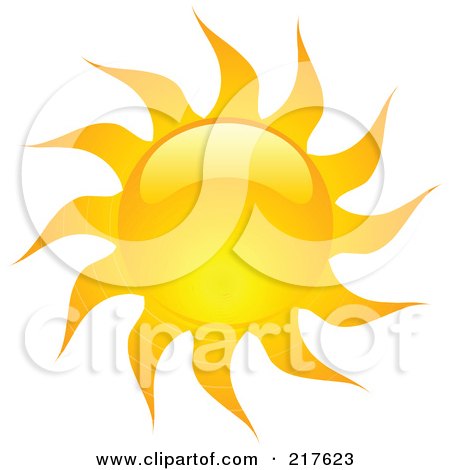 Royalty-Free (RF) Clipart Illustration of a Shiny Orange Hot Summer Sun Design Element - 11 by KJ Pargeter