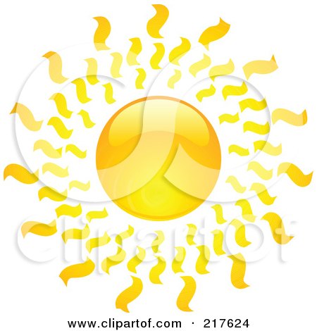 Royalty-Free (RF) Clipart Illustration of a Shiny Orange Hot Summer Sun Design Element - 13 by KJ Pargeter