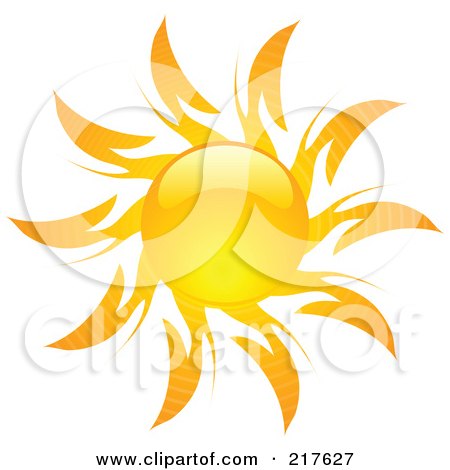 Royalty-Free (RF) Clipart Illustration of a Shiny Orange Hot Summer Sun Design Element - 6 by KJ Pargeter
