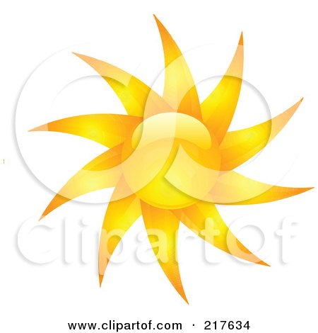 Royalty-Free (RF) Clipart Illustration of a Shiny Orange Hot Summer Sun Design Element - 3 by KJ Pargeter