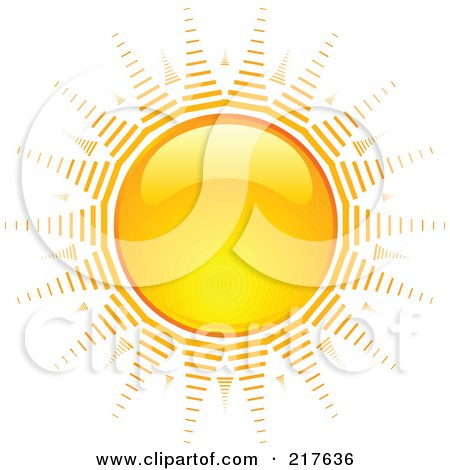 Royalty-Free (RF) Clipart Illustration of a Shiny Orange Hot Summer Sun Design Element - 2 by KJ Pargeter