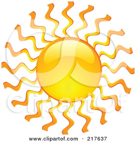Royalty-Free (RF) Clipart Illustration of a Shiny Orange Hot Summer Sun Design Element - 1 by KJ Pargeter