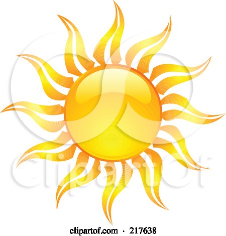 Royalty-Free (RF) Clipart Illustration of a Shiny Orange Hot Summer Sun Design Element by KJ Pargeter