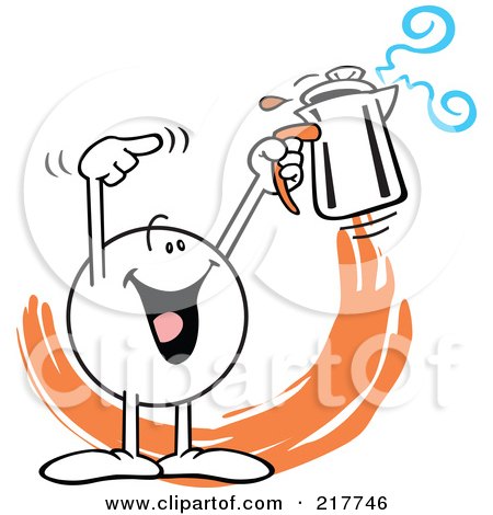 Royalty-Free (RF) Clipart Illustration of a Moodie Character Holding A Percolator by Johnny Sajem