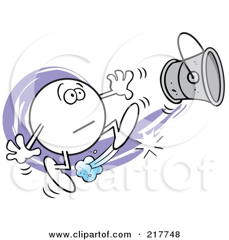 Royalty-Free (RF) Clipart Illustration of a Moodie Character Kicking The Bucket by Johnny Sajem